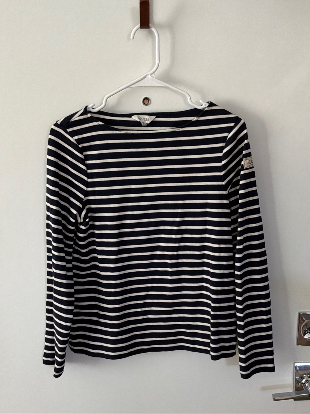 Joules Navy and White Striped Long-Sleeve Tee